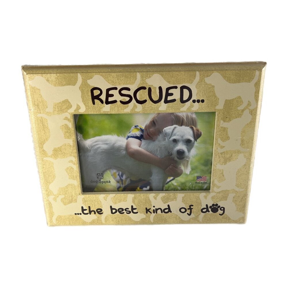 "RESCUED... the best kind of dog" 4x6  horizontal picture frame NEW SEALED